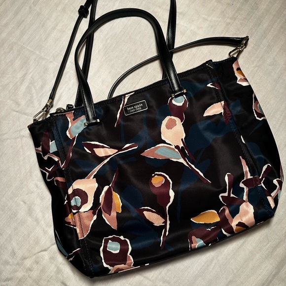 Kate Spade “Dawn Paper Rose” Black Floral Tote - Picture 1 of 4
